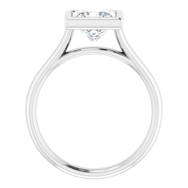 Solitaire Princess Cut Bezel Engagement Ring