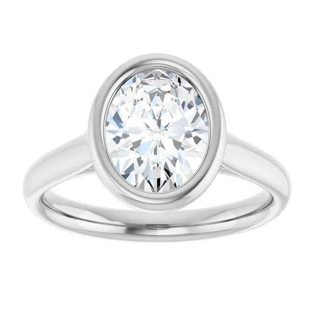 Solitaire Oval Cut Bezel Engagement Ring