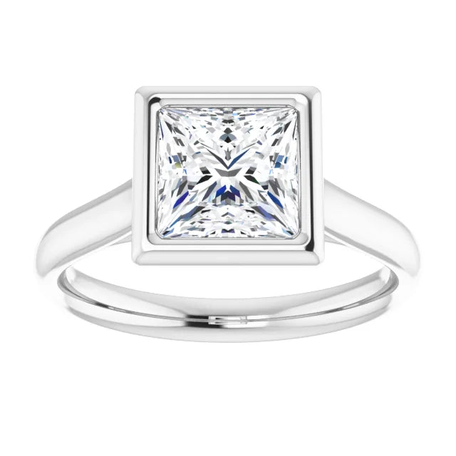 Solitaire Princess Cut Bezel Engagement Ring