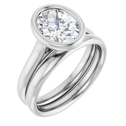 Solitaire Oval Cut Bezel Engagement Ring