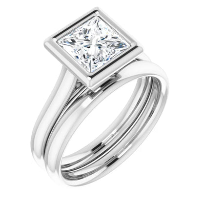 Solitaire Princess Cut Bezel Engagement Ring