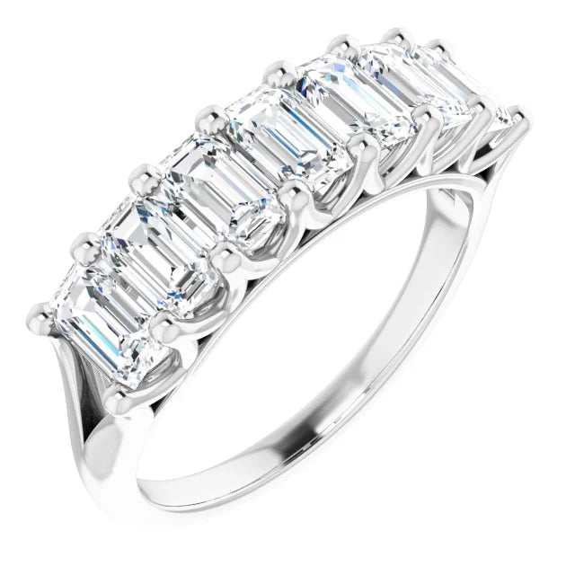 Seven Stone Emerald Cut Lab Diamond Anniversary Band