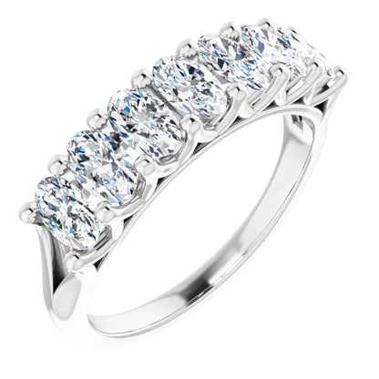 Seven Stone Oval Cut Lab Diamond Anniversary Band