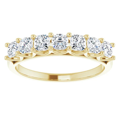 Seven Stone Cushion Cut Lab Diamond Anniversary Band