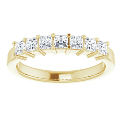 Seven Stone Princess Cut Lab Diamond Anniversary Band