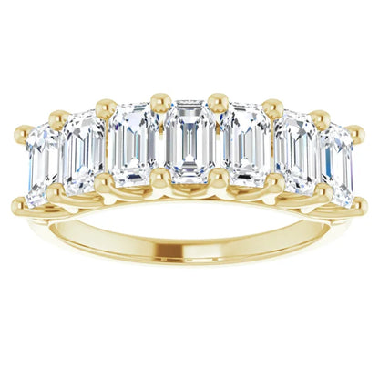 Seven Stone Emerald Cut Lab Diamond Anniversary Band