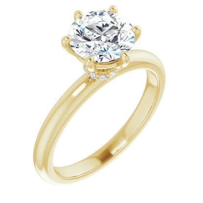 Round Brilliant Low Hidden Halo Solitaire Engagement Ring