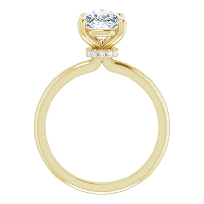 Pear Cut Low Hidden Halo Solitaire Engagement Ring