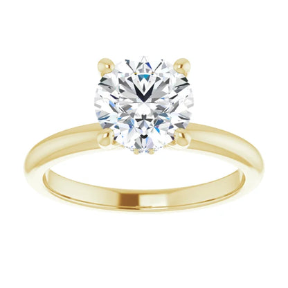 Round Brilliant Cut Low Hidden Halo Solitaire Engagement Ring