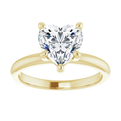 Heart Cut Low Hidden Halo Solitaire Engagement Ring