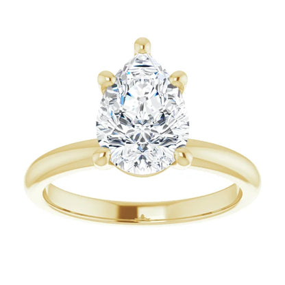 Pear Cut Low Hidden Halo Solitaire Engagement Ring