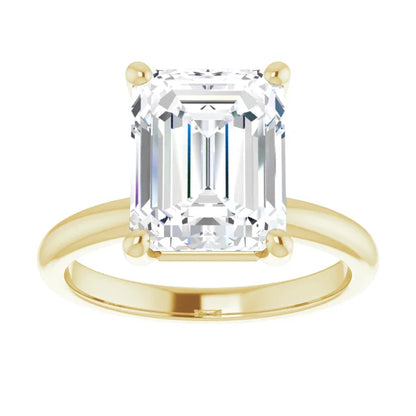 Emerald Cut Low Hidden Halo Solitaire Engagement Ring