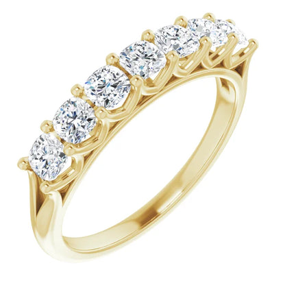 Seven Stone Cushion Cut Lab Diamond Anniversary Band