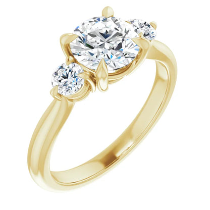 Round Brilliant Yellow Gold Accent Engagement Ring