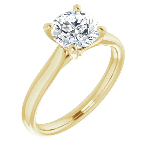 Four Claw Yellow Gold Round Brilliant Solitaire Engagement Ring