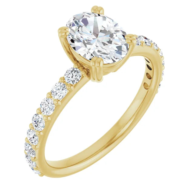 Oval Yellow Gold Claw Set Style Engagement Ring
