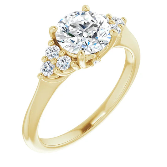 Round Brilliant Yellow Gold Antique Inspired Design Engagement Ring