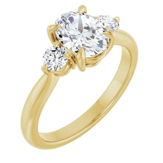 Oval Yellow Gold Accent Engagement Ring