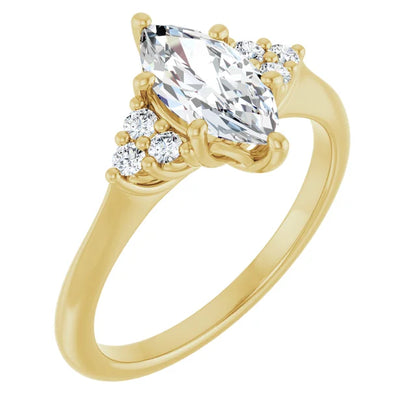 Marquise Yellow Gold Antique Inspired Design Engagement Ring