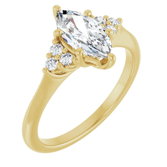Marquise Yellow Gold Antique Inspired Design Engagement Ring