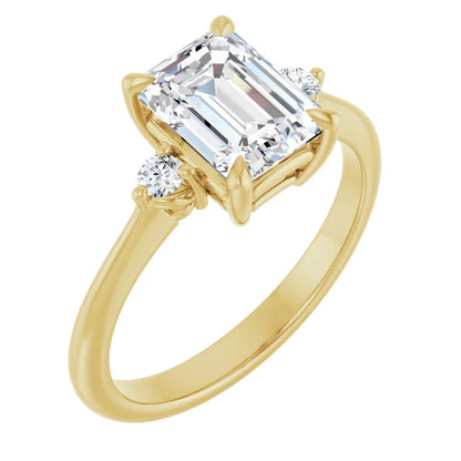 Emerald Yellow Gold Accent Engagement Ring