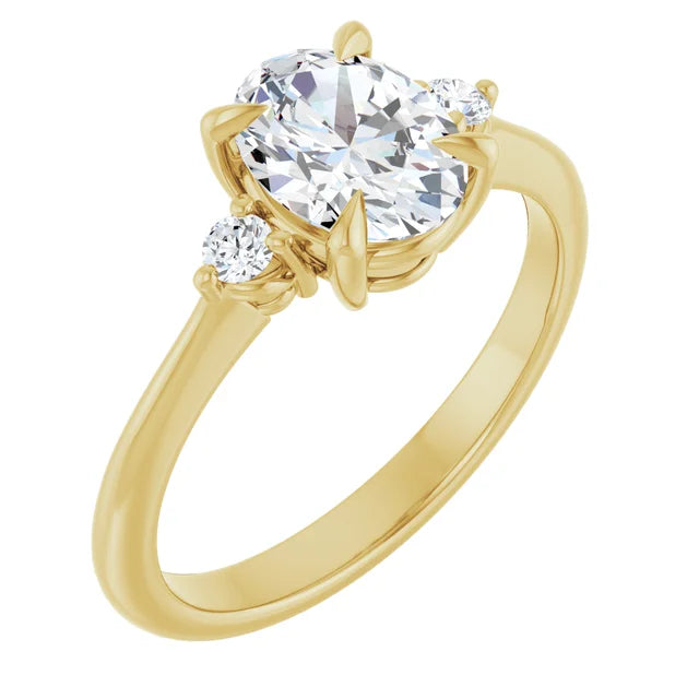 Oval Yellow Gold Accent Engagement Ring