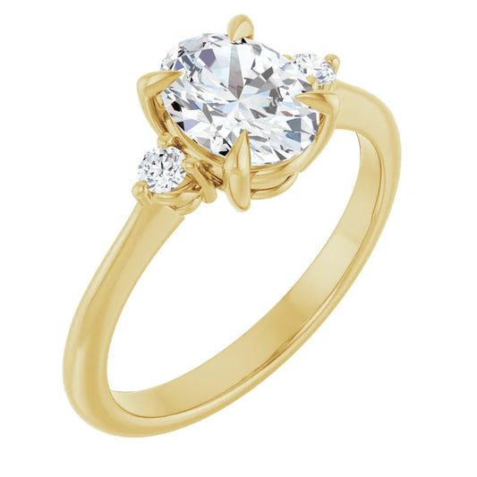Oval Yellow Gold Accent Engagement Ring