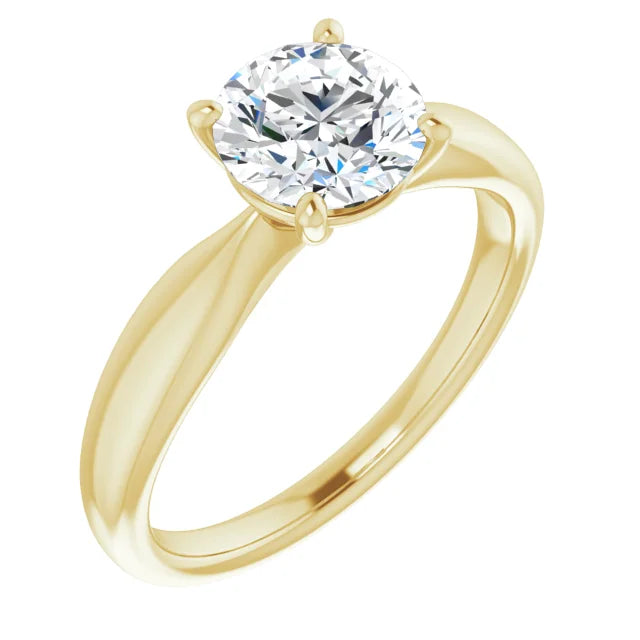 Round Brilliant Yellow Gold Knife Edge Solitaire Engagement Ring