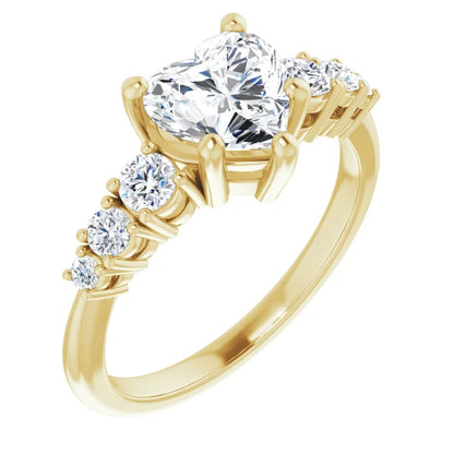 Heart Yellow Gold Multi Stone Accent Style Engagement Ring