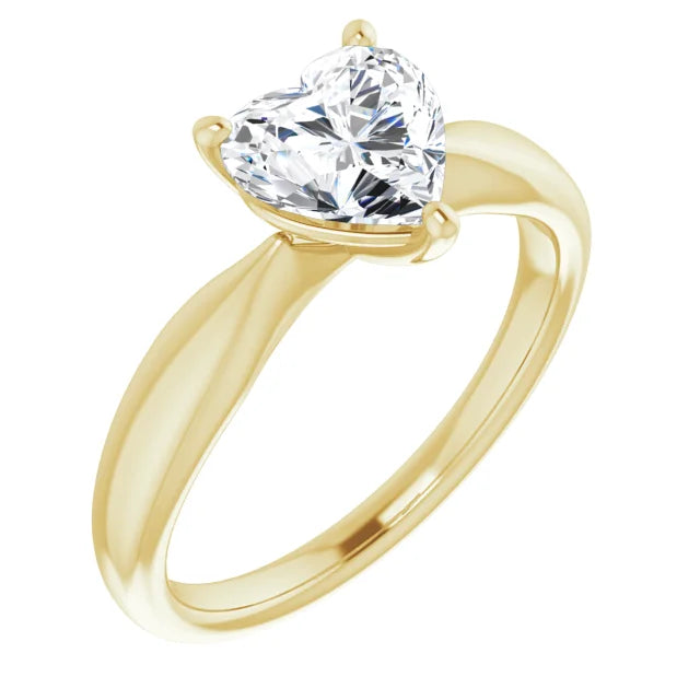 Heart Yellow Gold Knife Edge Solitaire Engagement Ring