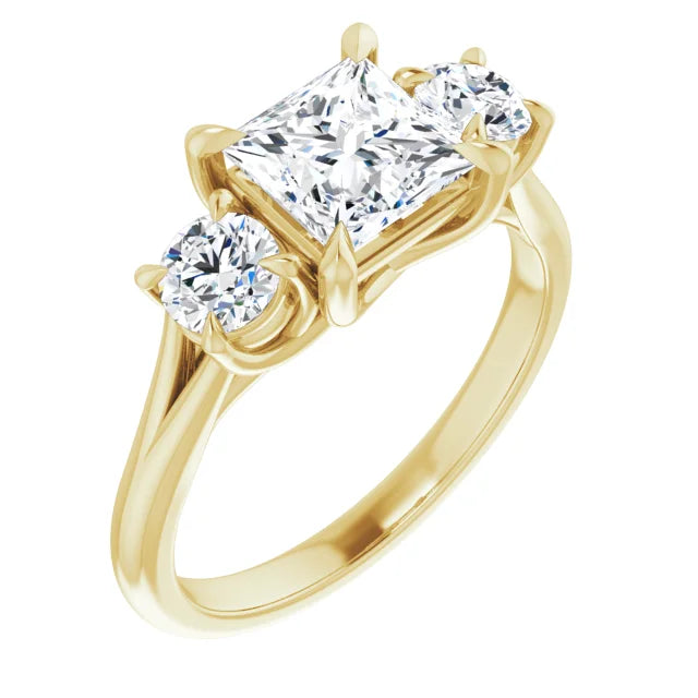 Princess Yellow Gold Accent Engagement Ring