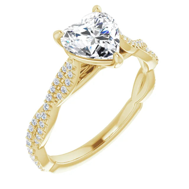 Heart Yellow Gold Twist Style Engagement Ring