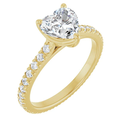 Heart Yellow Gold Claw Set Eternity Style Engagement Ring