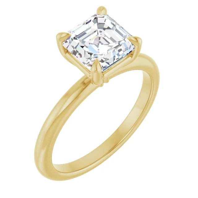Asscher Yellow Gold Solitaire Engagement Ring