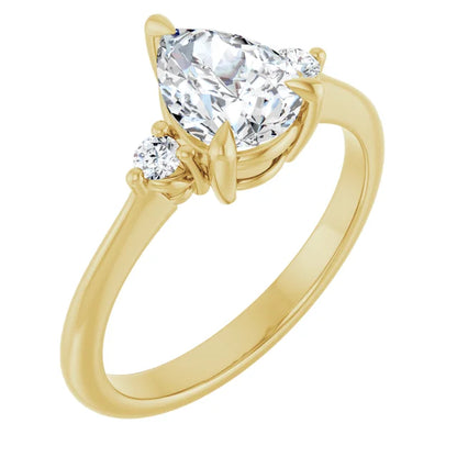 Oval Yellow Gold Accent Engagement Ring