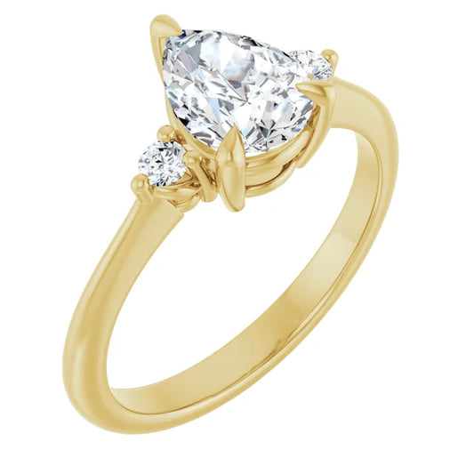 Oval Yellow Gold Accent Engagement Ring