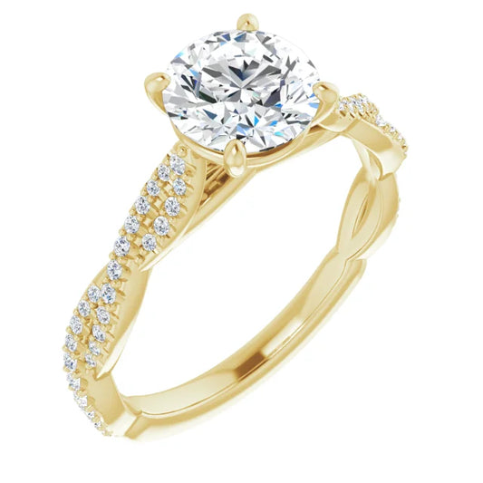 Round Brilliant Yellow Gold Twist Style Engagement Ring