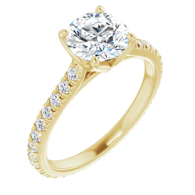 Round Brilliant Yellow Gold Claw Set Eternity Style Engagement Ring