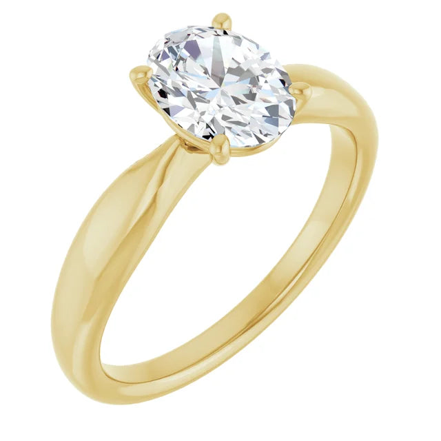Oval Yellow Gold Knife Edge Solitaire Engagement Ring