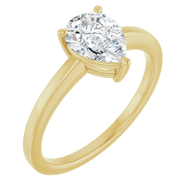 Pear Yellow Gold Solitaire Style Engagement Ring