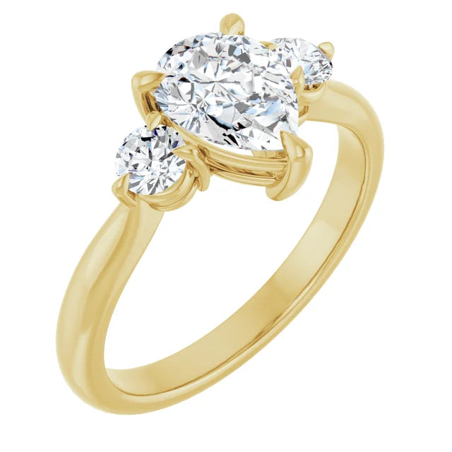 Pear Yellow Gold Accent Engagement Ring