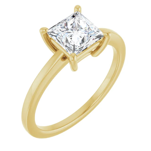 Princess Yellow Gold Solitaire Style Engagement Ring
