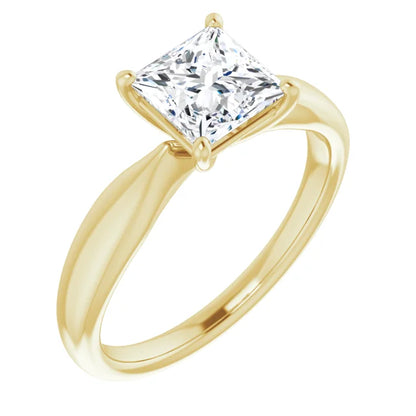 Princess Yellow Gold Knife Edge Solitaire Engagement Ring