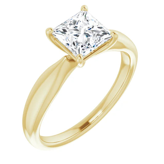 Princess Yellow Gold Knife Edge Solitaire Engagement Ring