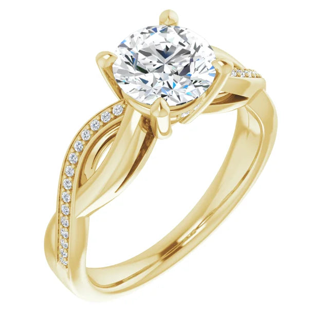 Round Brilliant Yellow Gold Claw Set Twist Style Engagement Ring 