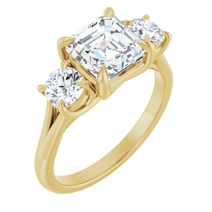 Asscher Yellow Gold Accent Engagement Ring