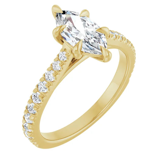 Marquise Yellow Gold Claw Set Style Engagement Ring