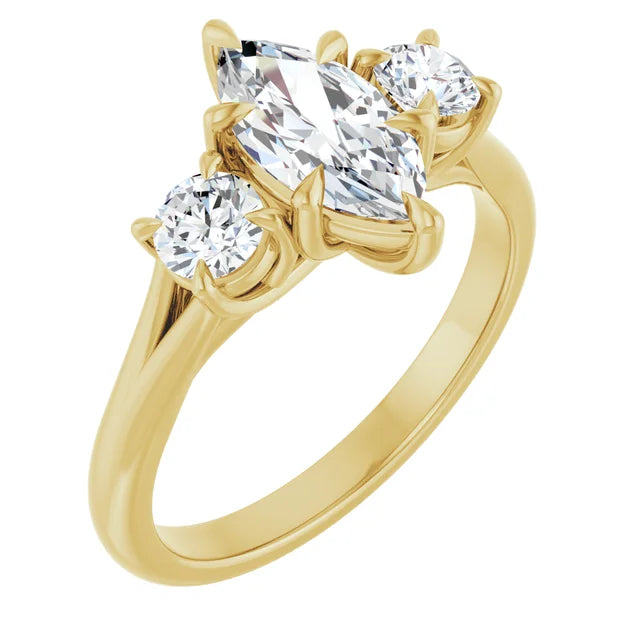 Marquise Yellow Gold Accent Engagement Ring