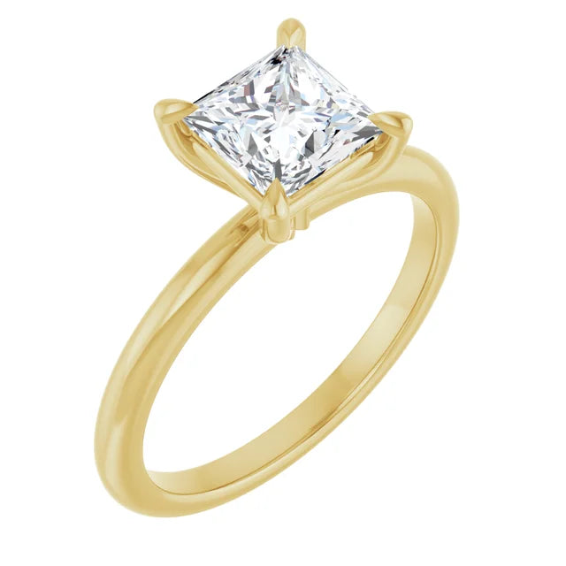 Princess Yellow Gold Solitaire Engagement Ring