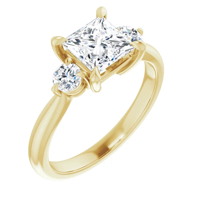 Princess Yellow Gold Accent Engagement Ring